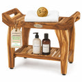 24" Teak Shower Bench with Arms & Storage Shelf R635101