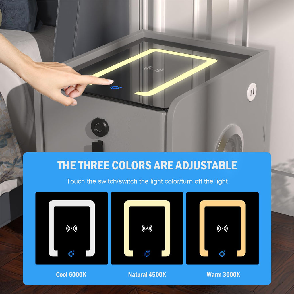 Wireless Charging Nightstand with 2 Drawers J7510