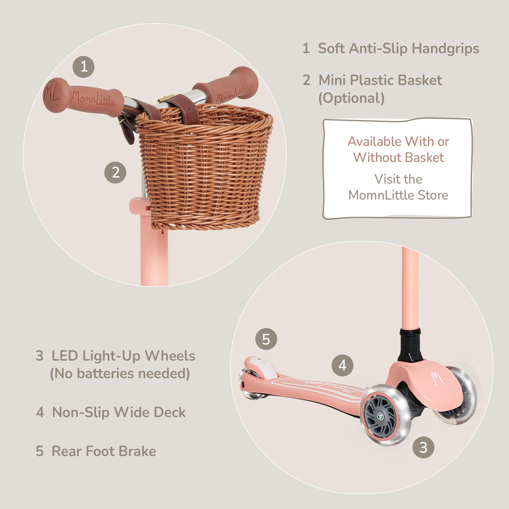 3-Wheel Foldable Toddler Scooter with LED Light-Up Wheels V790006