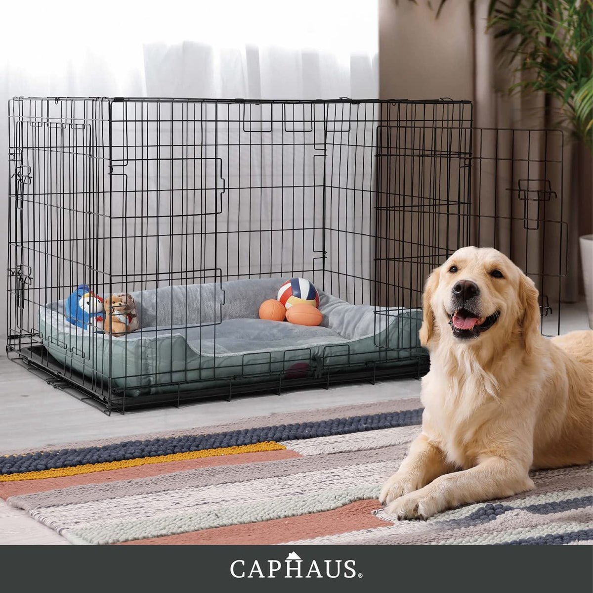 Foldable Wire Metal Dog Crate with Leak-Proof Pan S907702