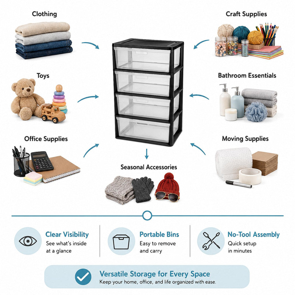 4 Drawer Plastic Storage Tower Organizer M783