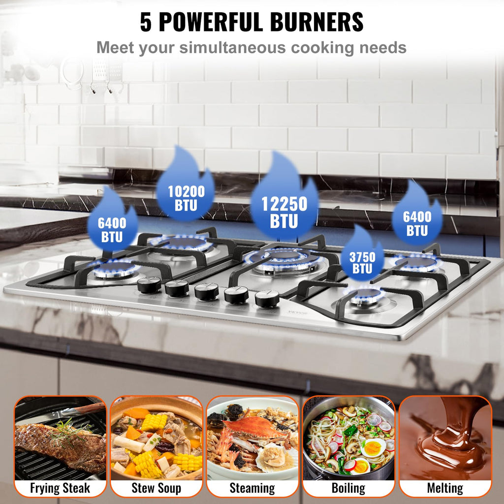 30-inch 5 Burners Stainless Steel Gas Cooktop Z2439