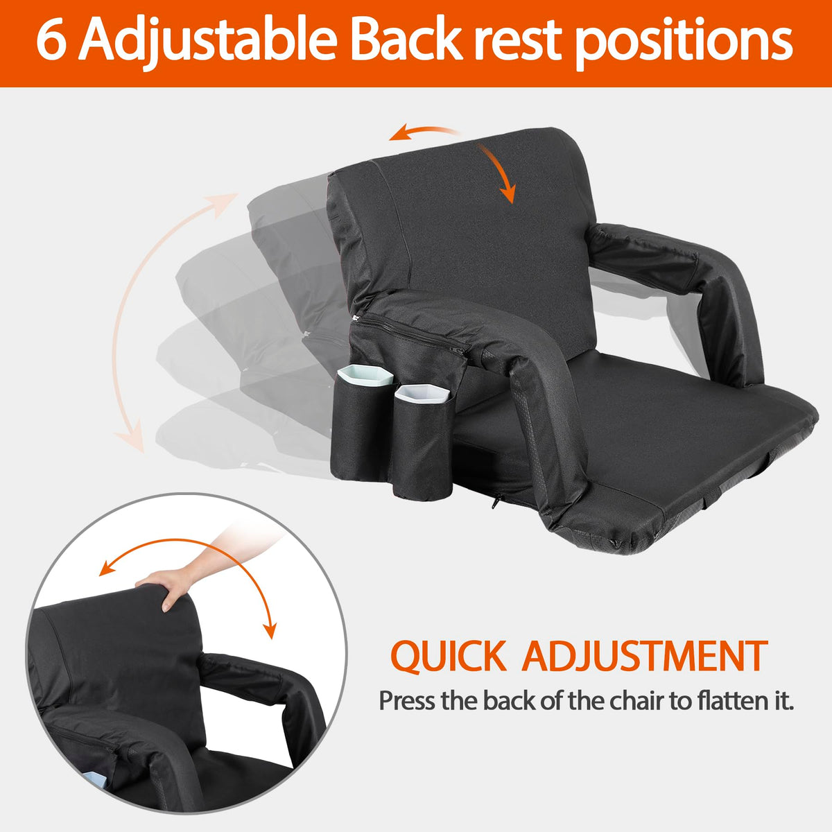 2 Pack Folding Bleacher Chairs with Cushion R59975