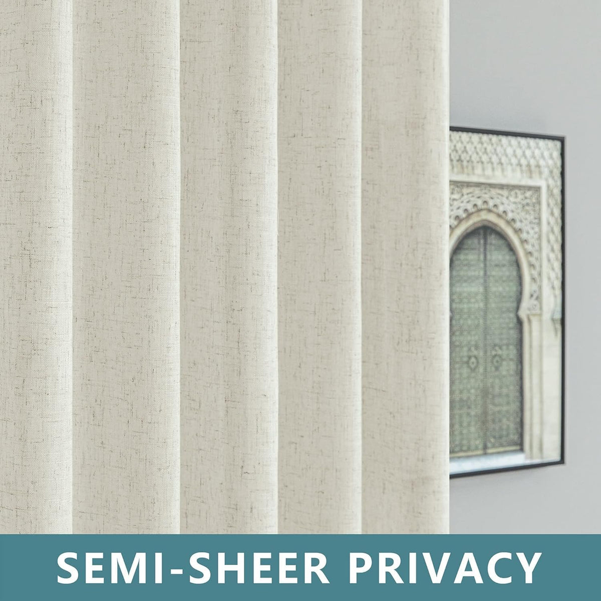 78 Inch Sheer Linen Curtains, 52" W x 78" L 2 Panels Set, Cream T626983