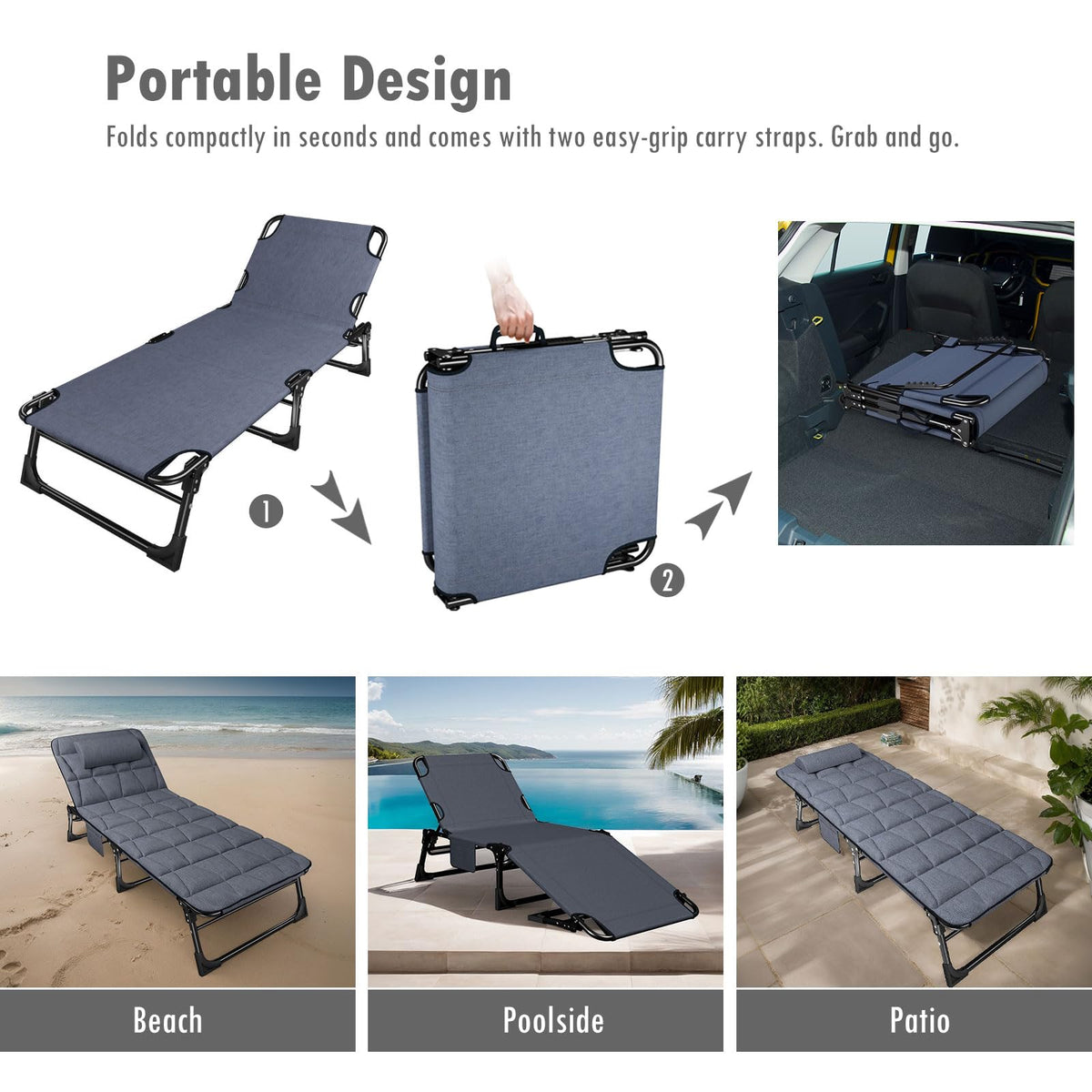Folding Camping Cot with Pad K5678