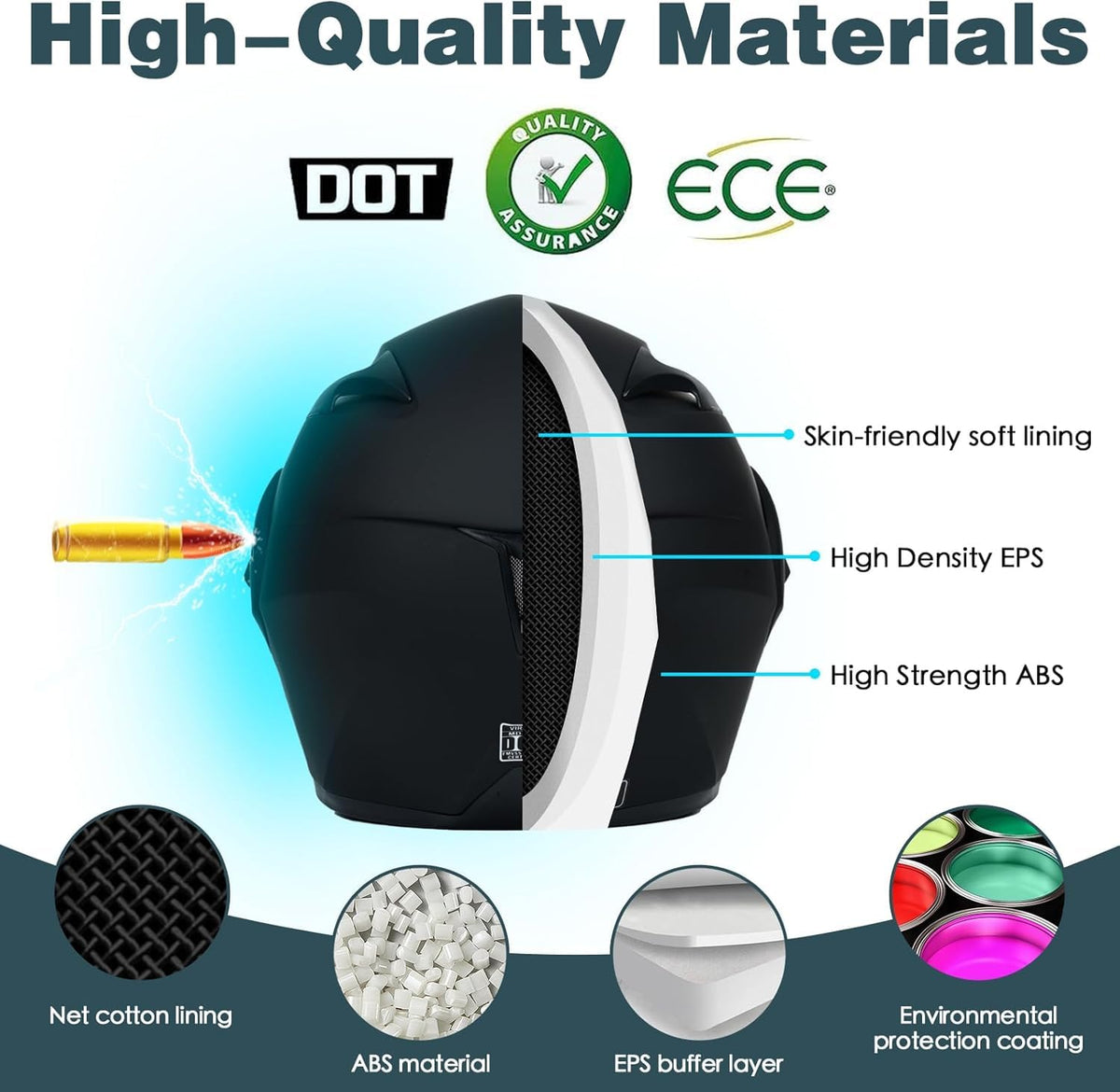 Bluetooth Modular Motorcycle Helmet DOT Approved Dual Visor N259
