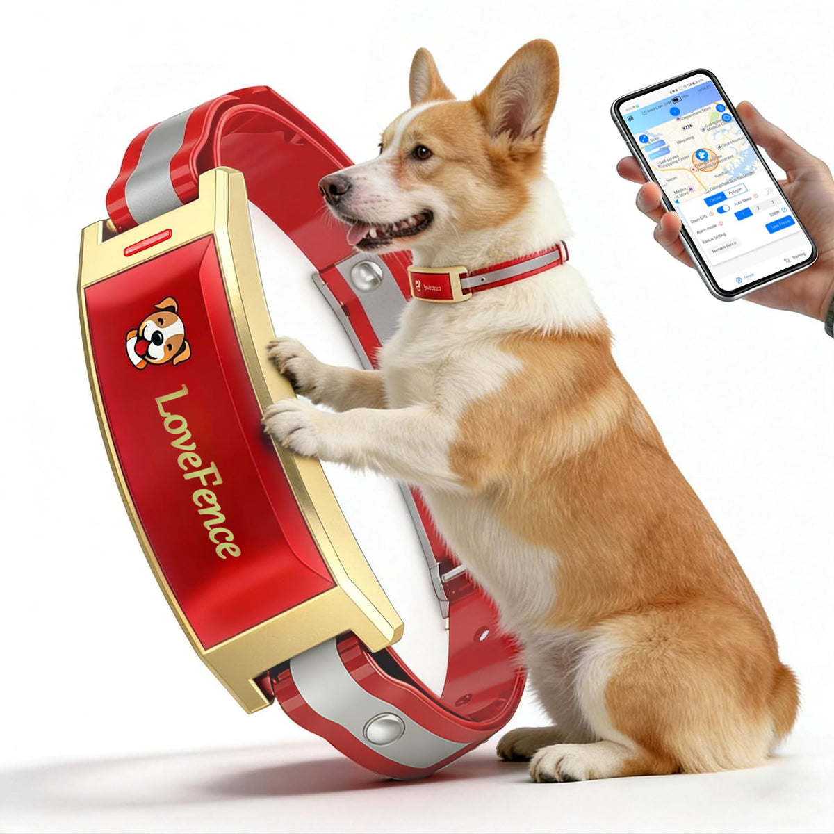 Red Wireless Electric GPS Dog Collar W1893