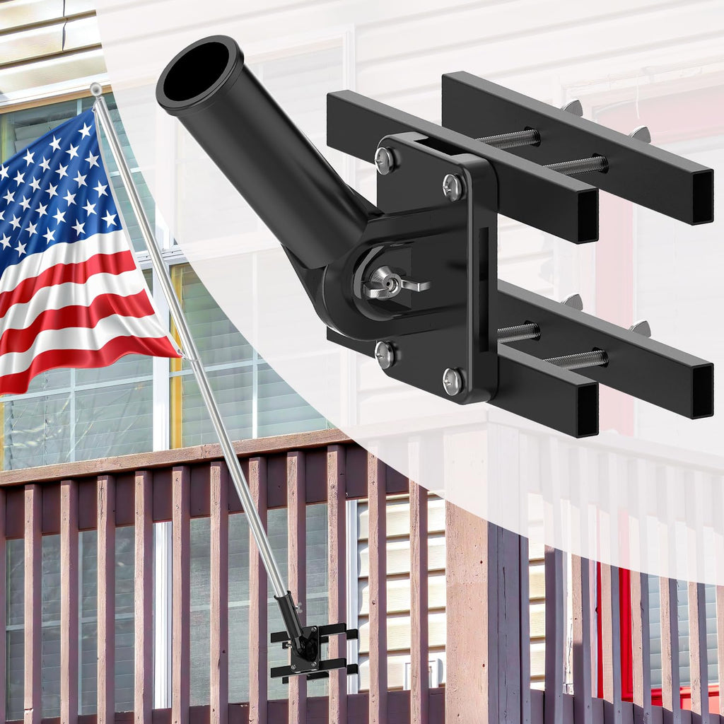 White Flagpole Mount for Round and Square Railing A76914