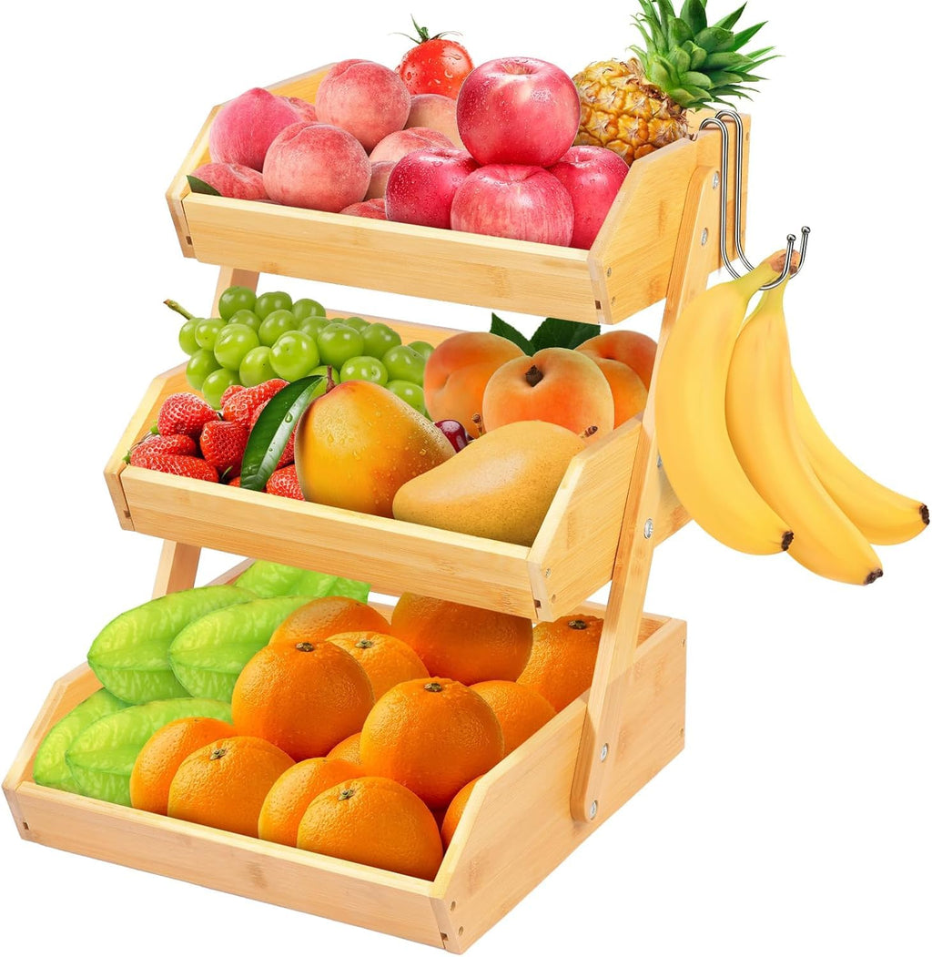 3 Tier Natural Bamboo Fruit Basket X2799