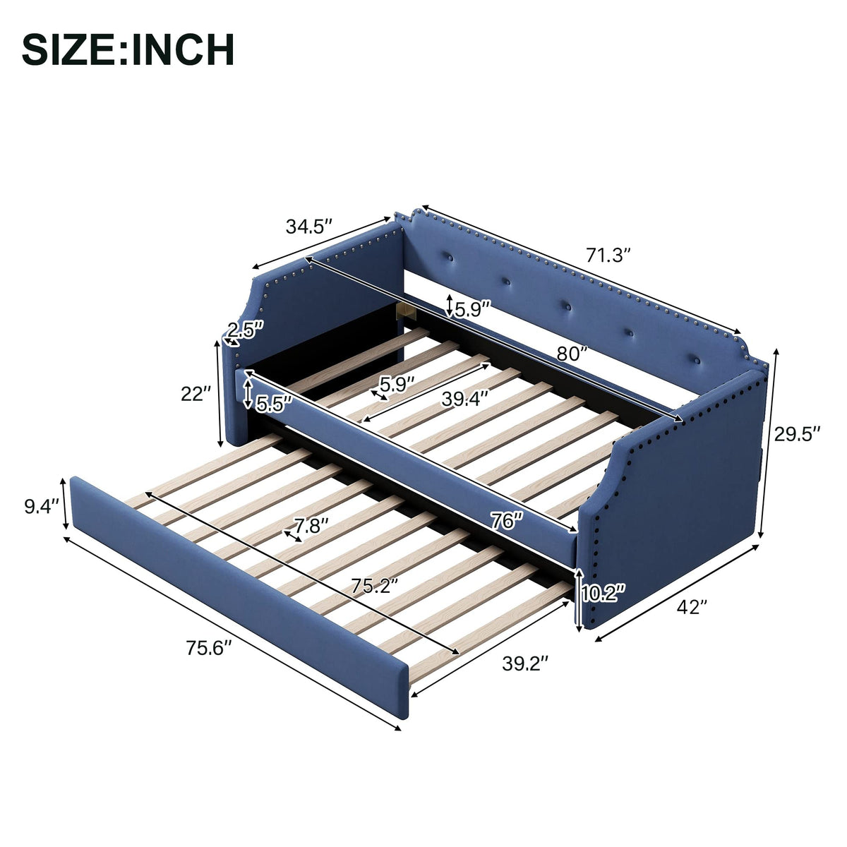 Upholstered Linen Daybed with Trundle B2223