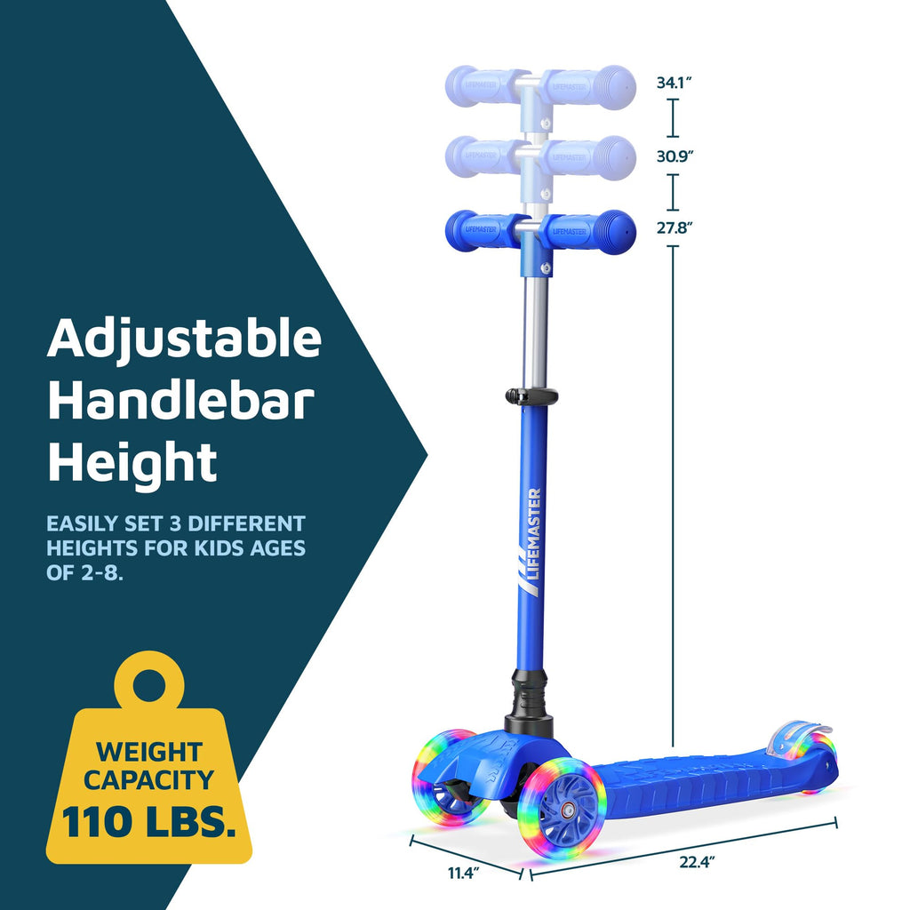 3-Wheel Kids Scooter with Wheel Lights, Adjustable Handlebar X59520