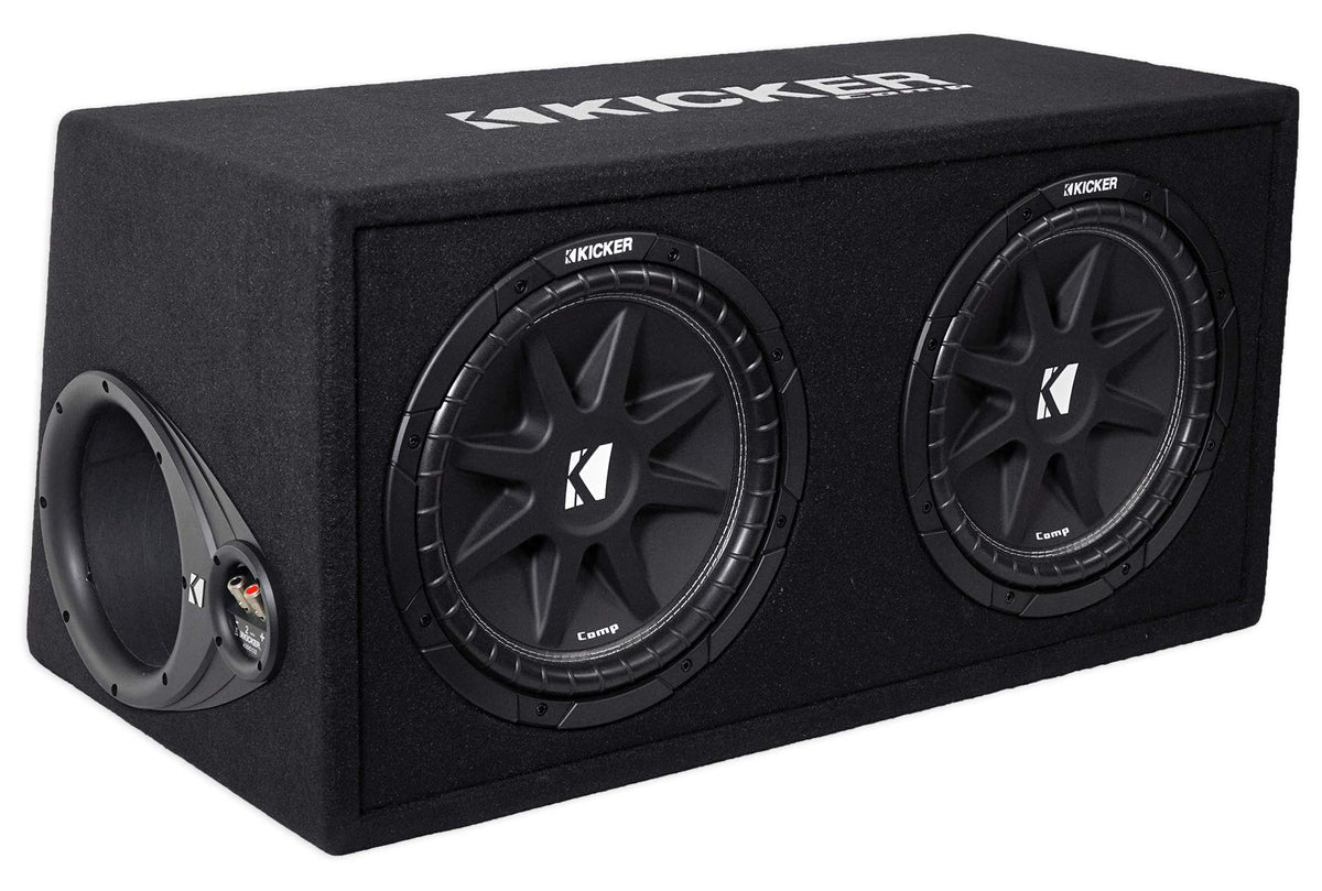 Dual 12" Subwoofers in Vented Sub Box Enclosure with Mono Car Amp and Amp Installation Kit X4468