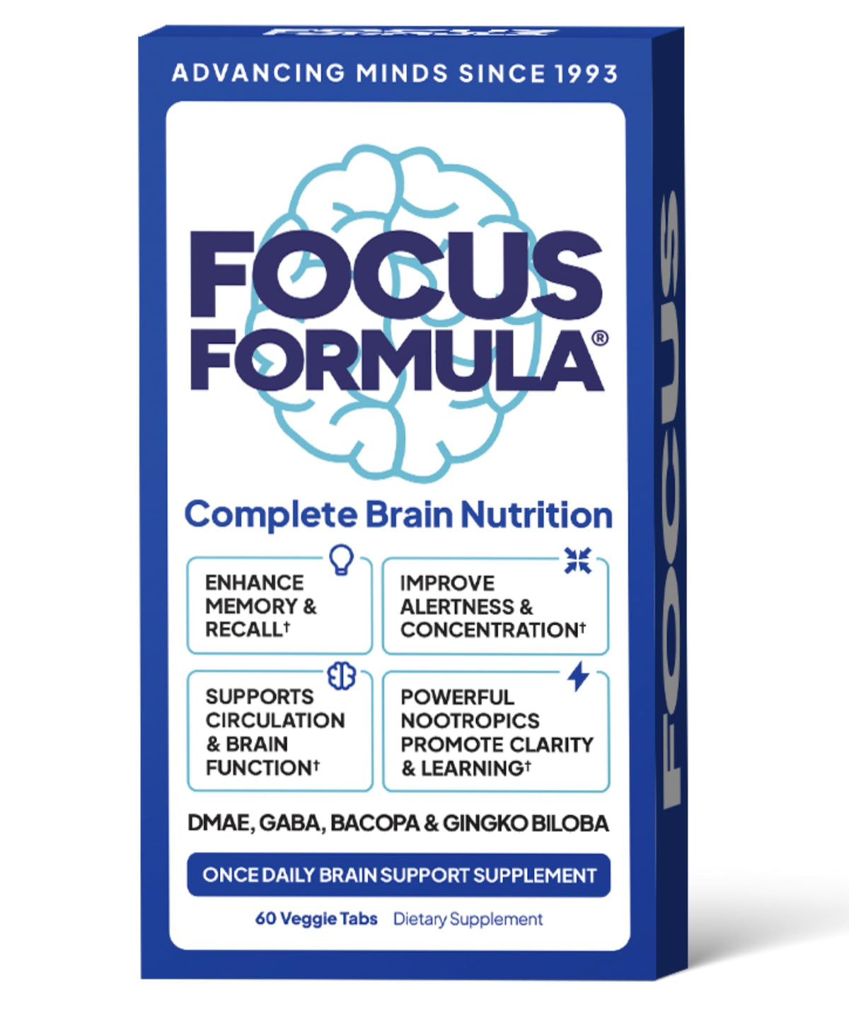 Brain Supplement with GABA DMAE and BACOPA, 60 Veggie Tablets M6671