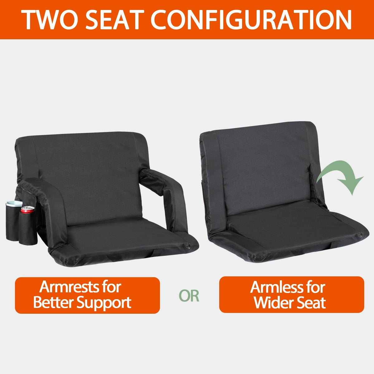 2 Pack Folding Bleacher Chairs with Cushion R59975