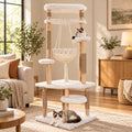 70" Solid Wooden Cat Tree Tower with Sisal Scratching Post & Hammock R224496