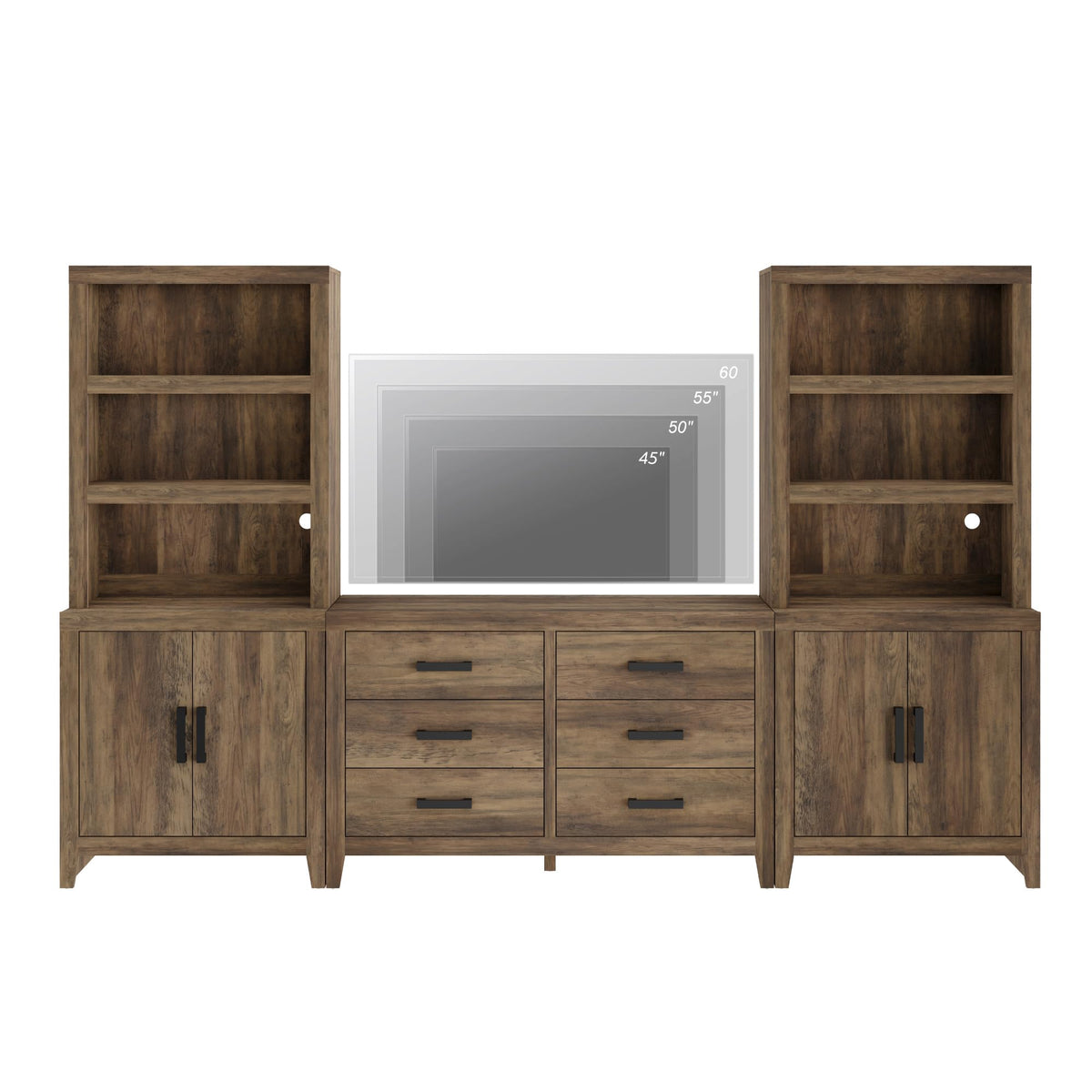 4-Piece Modular Entertainment Center with Bookshelves M685