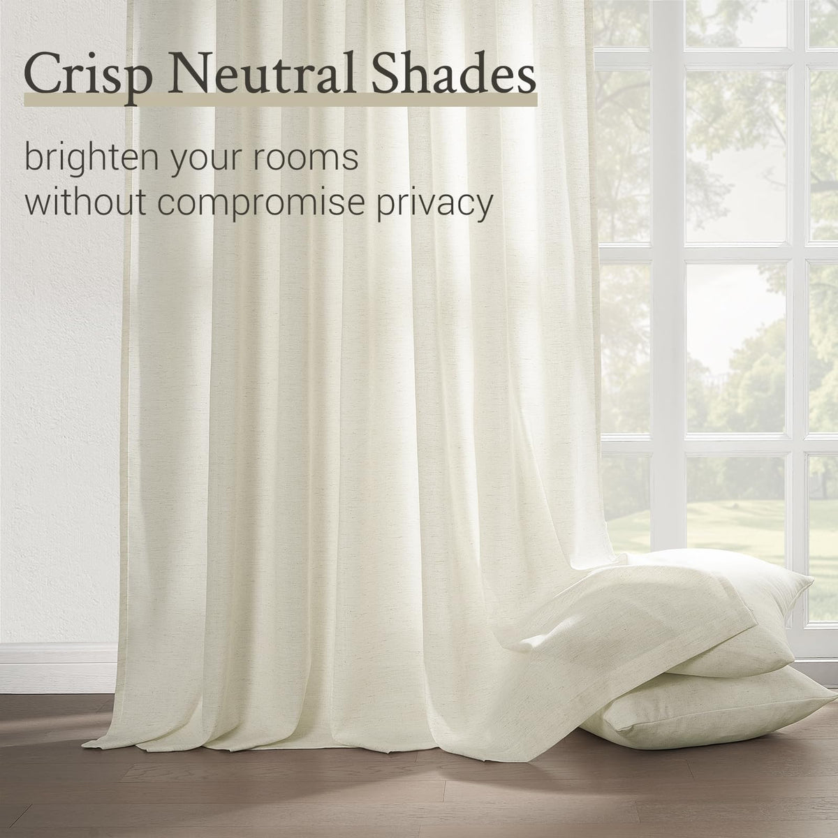 132 Inch Pinch Pleated Linen Curtains 2 Panels Natural Semi Sheer M46172
