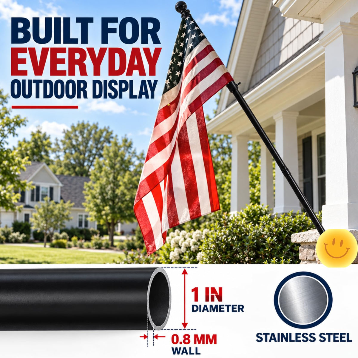 6FT Aluminum Flag Pole Kit with 3x5 US Flag G491