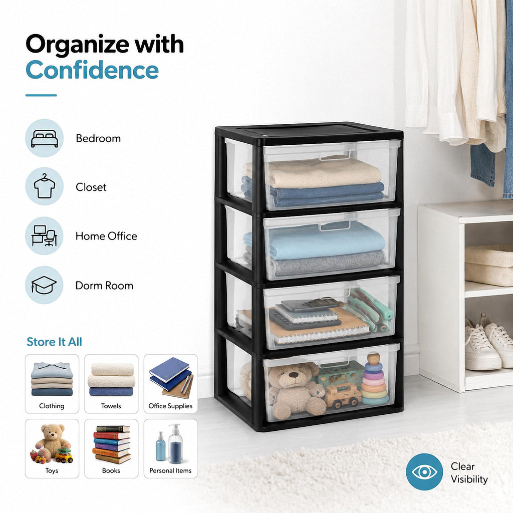 4 Drawer Plastic Storage Tower Organizer M783