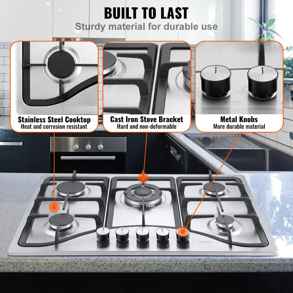 30-inch 5 Burners Stainless Steel Gas Cooktop Z2439