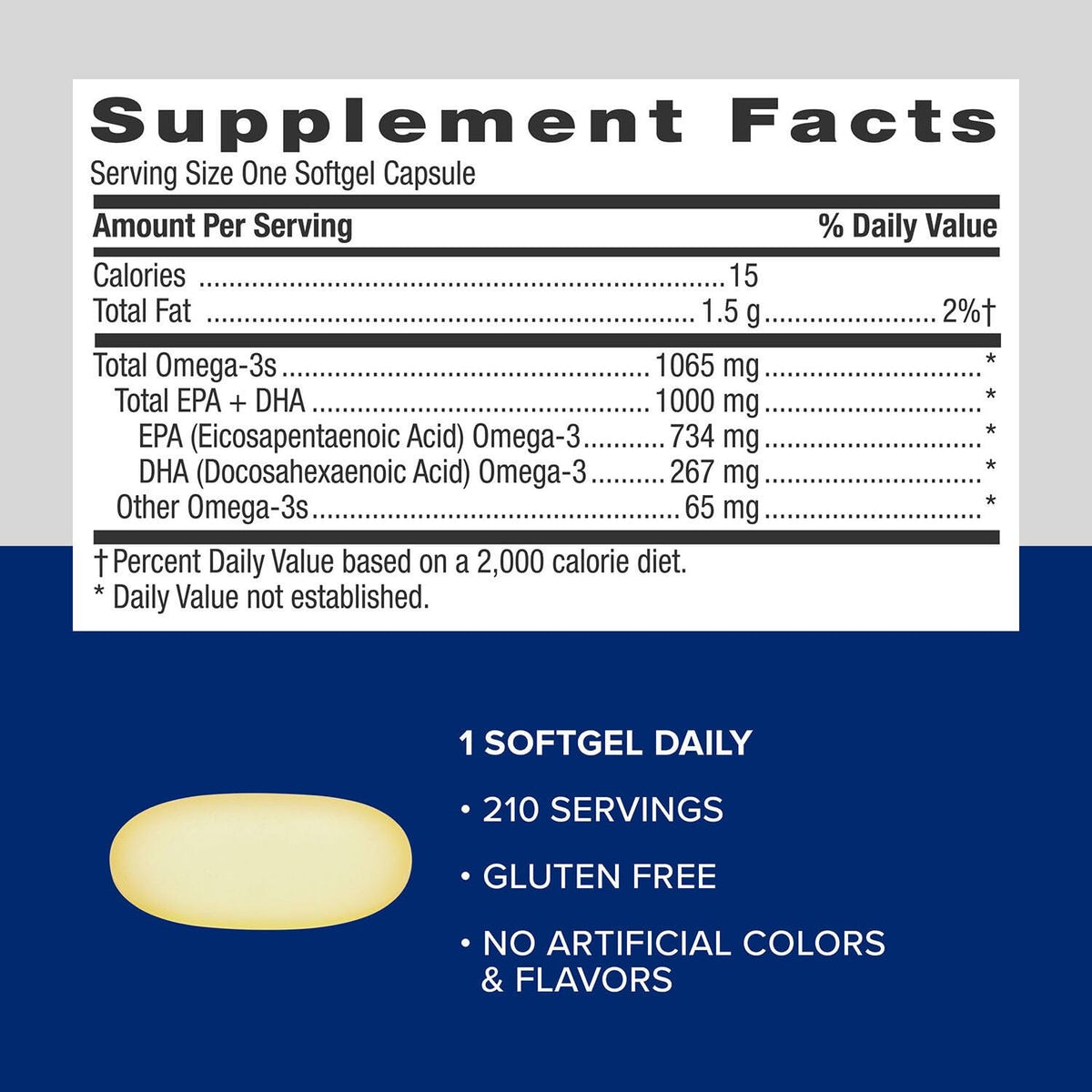 Fish Oil 1000mg EPA & DHA 210 Softgels M848581
