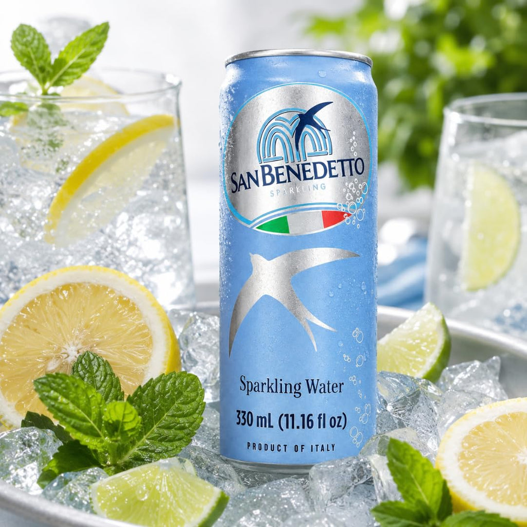 Imported Italian Sparkling Mineral Water 330mL Slim Cans Pack of 12 G970