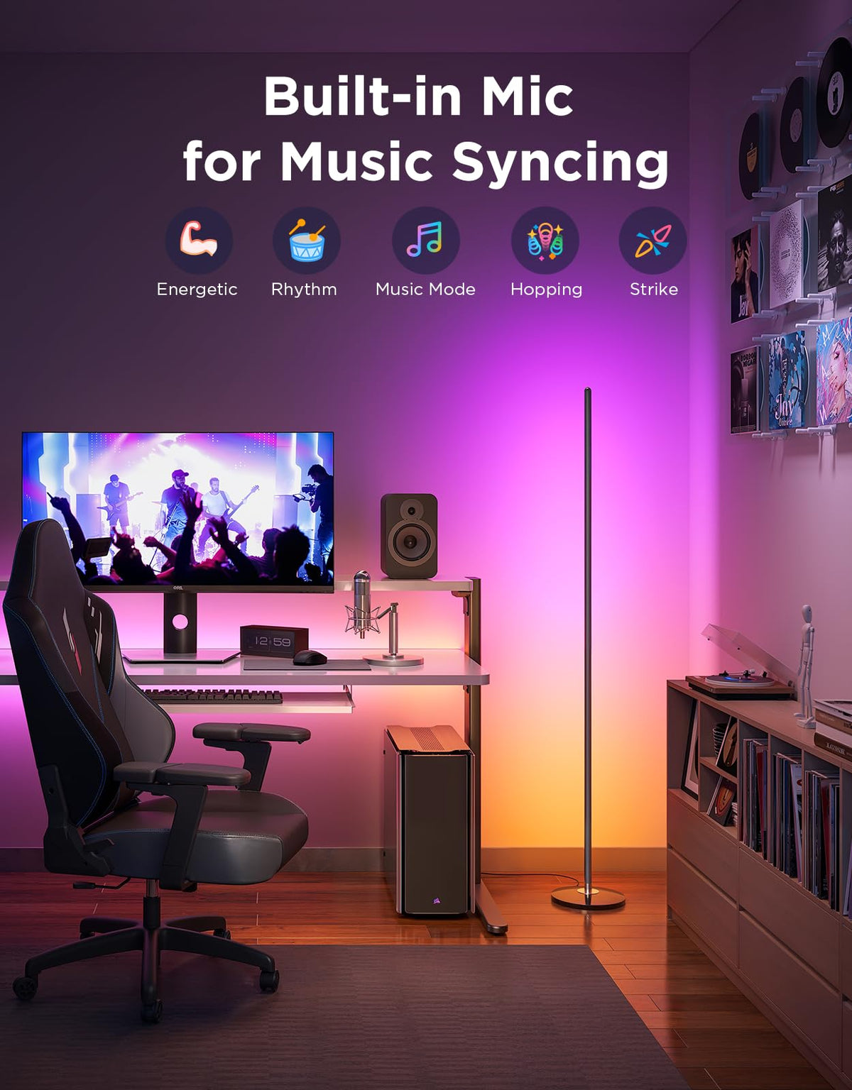 Black RGBIC LED Floor Lamp G496045