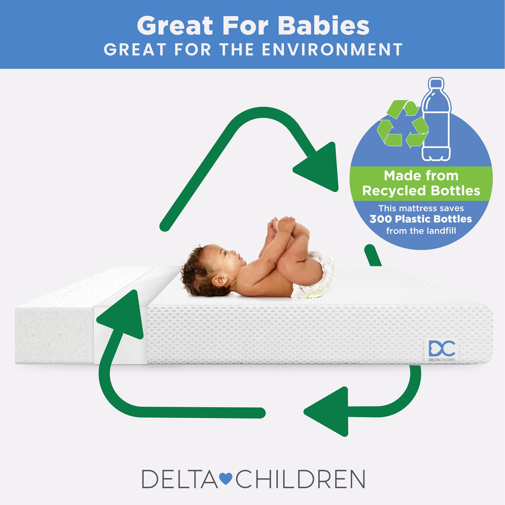 White Crib and Toddler Mattress with Removable Machine-Washable Cover Z437