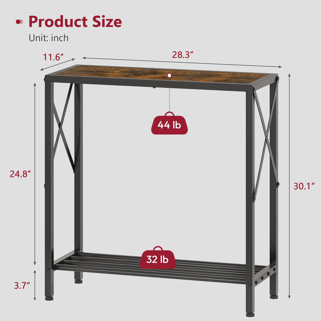 Console Table 2 Tier Narrow Rustic Brown A8556