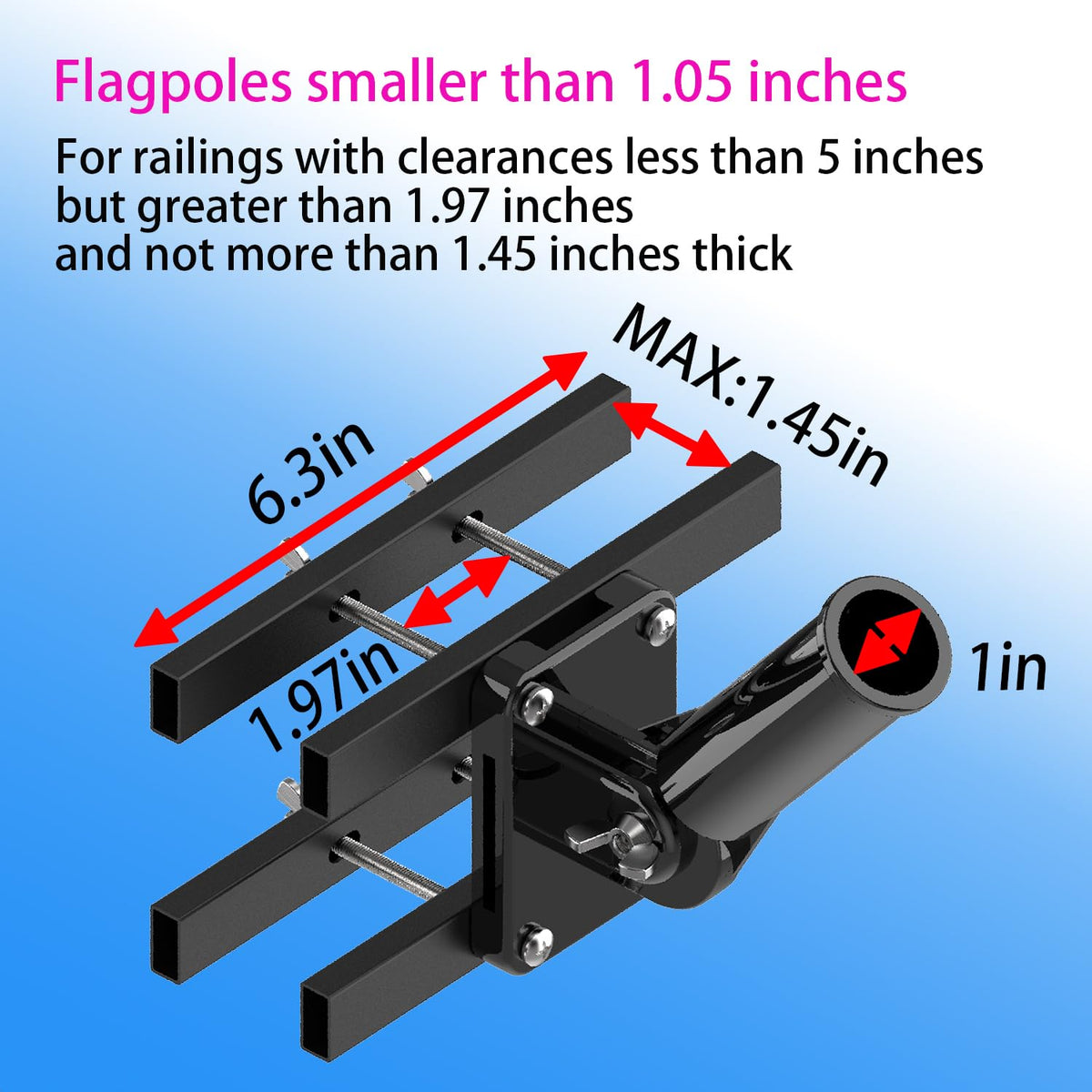 White Flagpole Mount for Round and Square Railing A76914