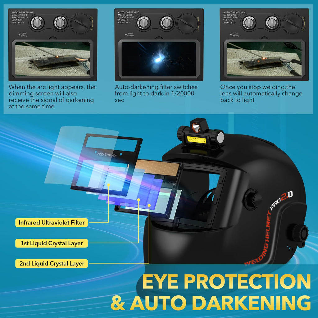 Welding Helmet Auto Darkening Solar Powered D92719