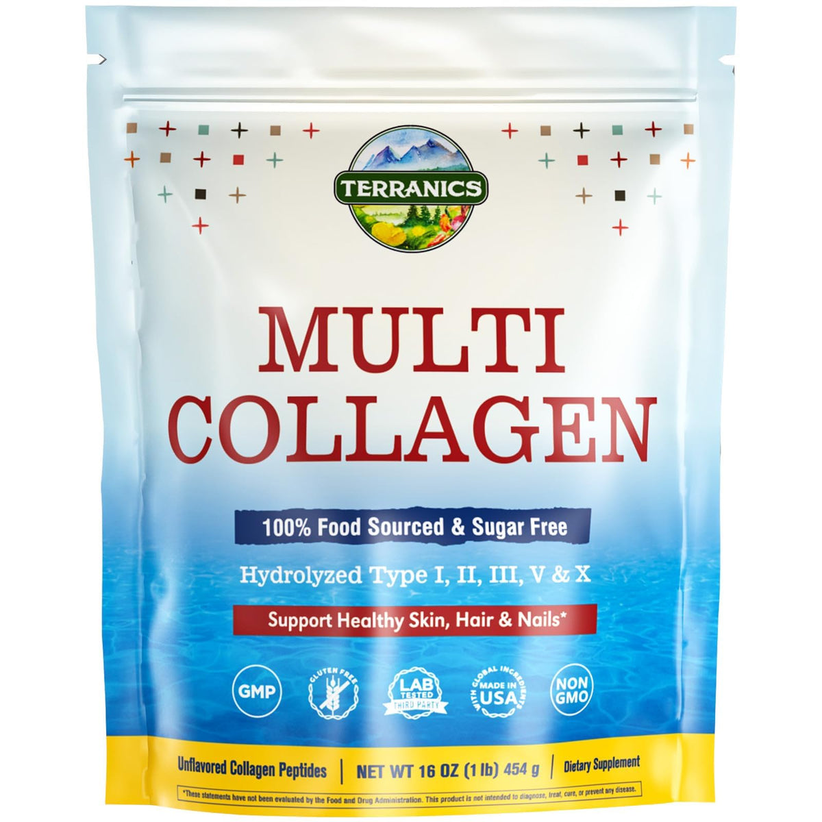 Multi Collagen Peptides Powder, 20g Per Serving, Hydrolyzed Type I II III V X, Unflavored V955314
