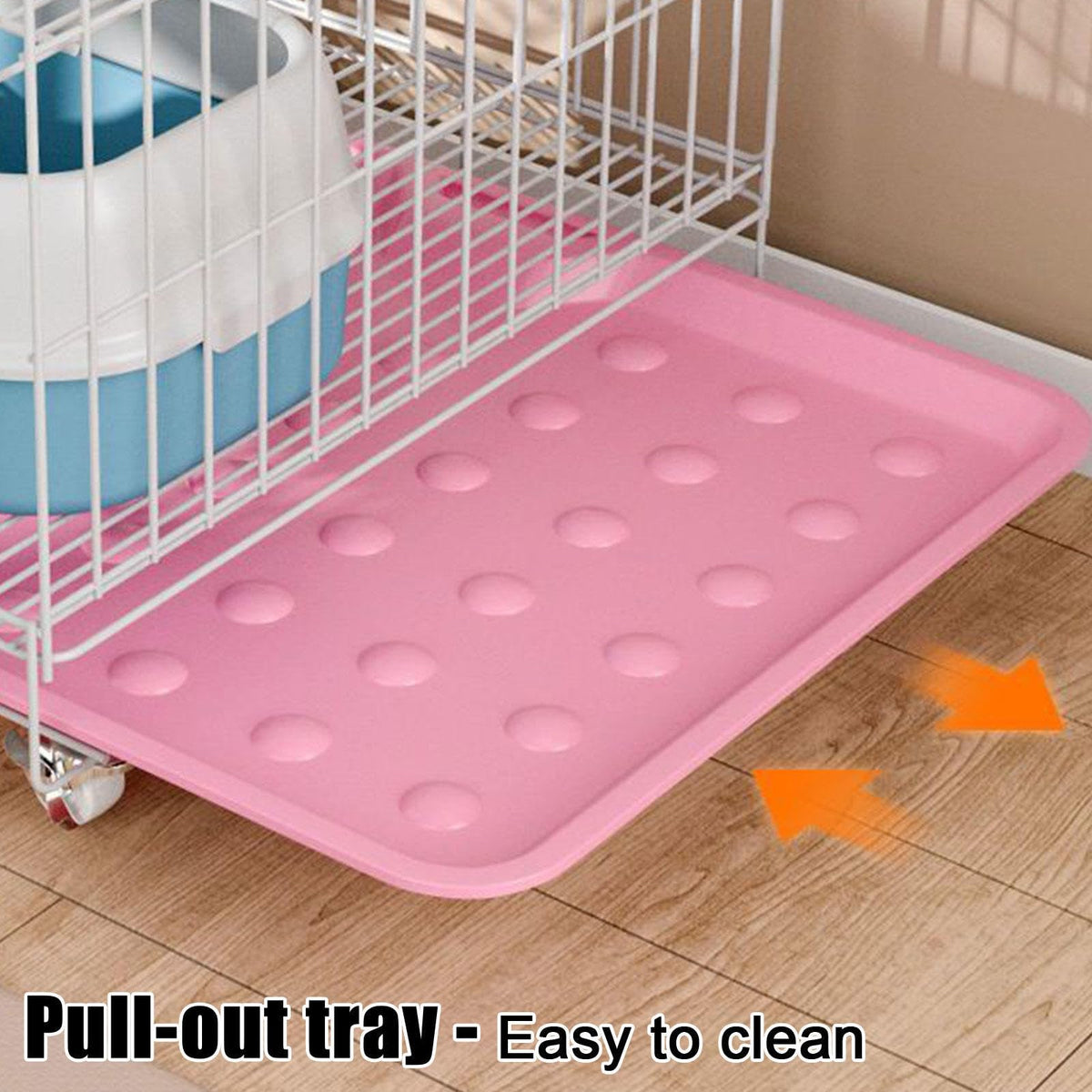 4-Tier Collapsible Metal Wire Cat Cage with Wheels White N873562