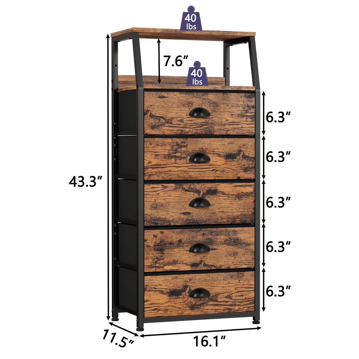 5 Drawer Dresser S609