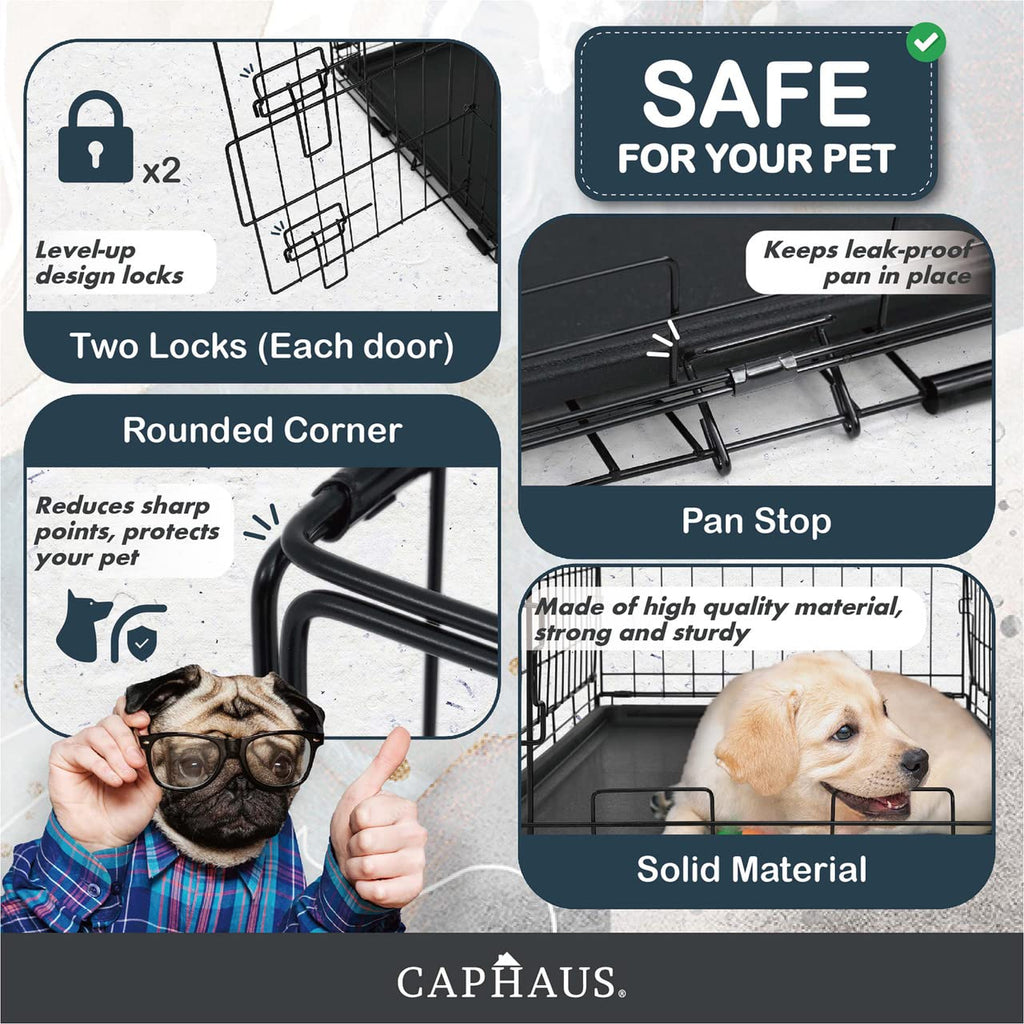 Foldable Wire Metal Dog Crate with Leak-Proof Pan S907702
