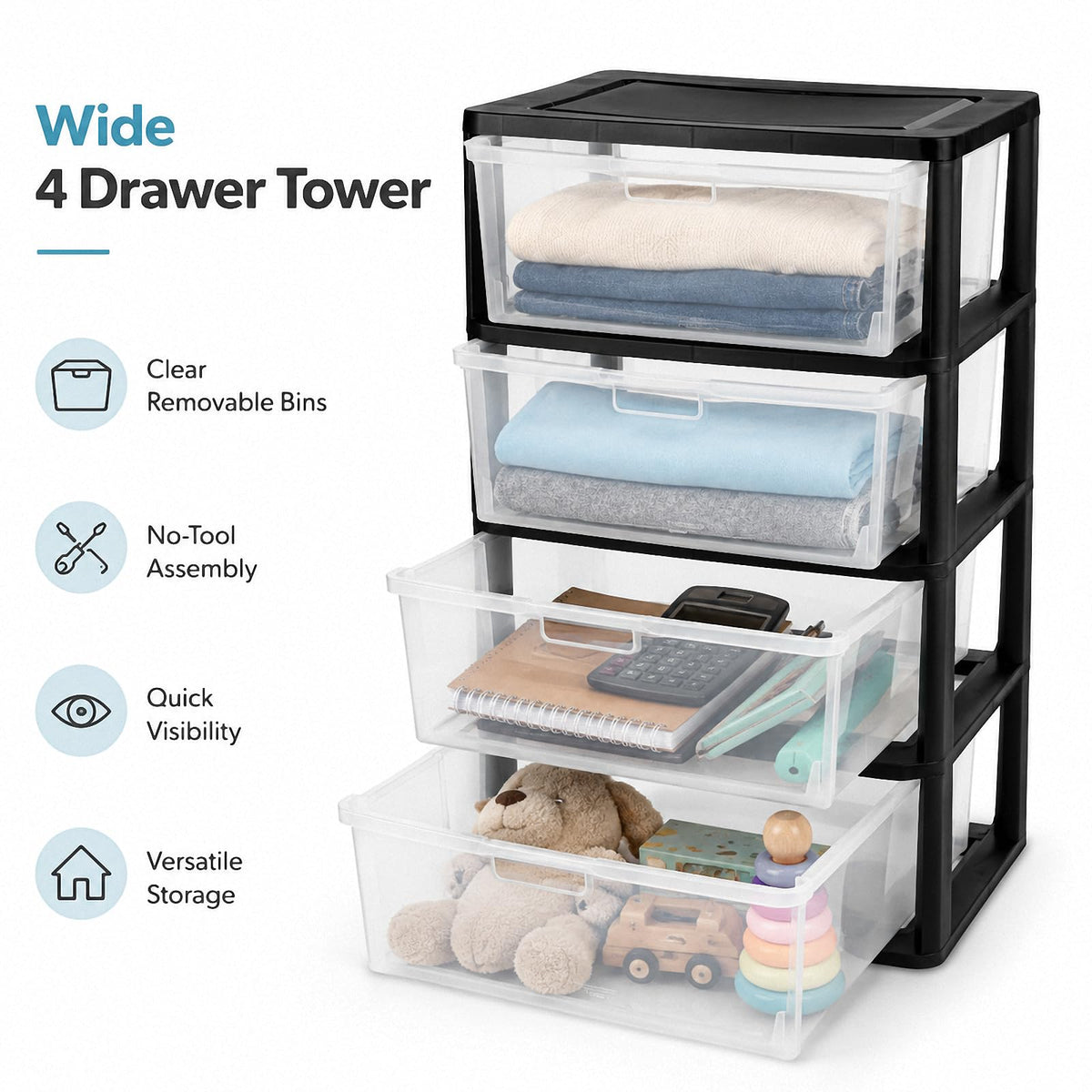 4 Drawer Plastic Storage Tower Organizer M783