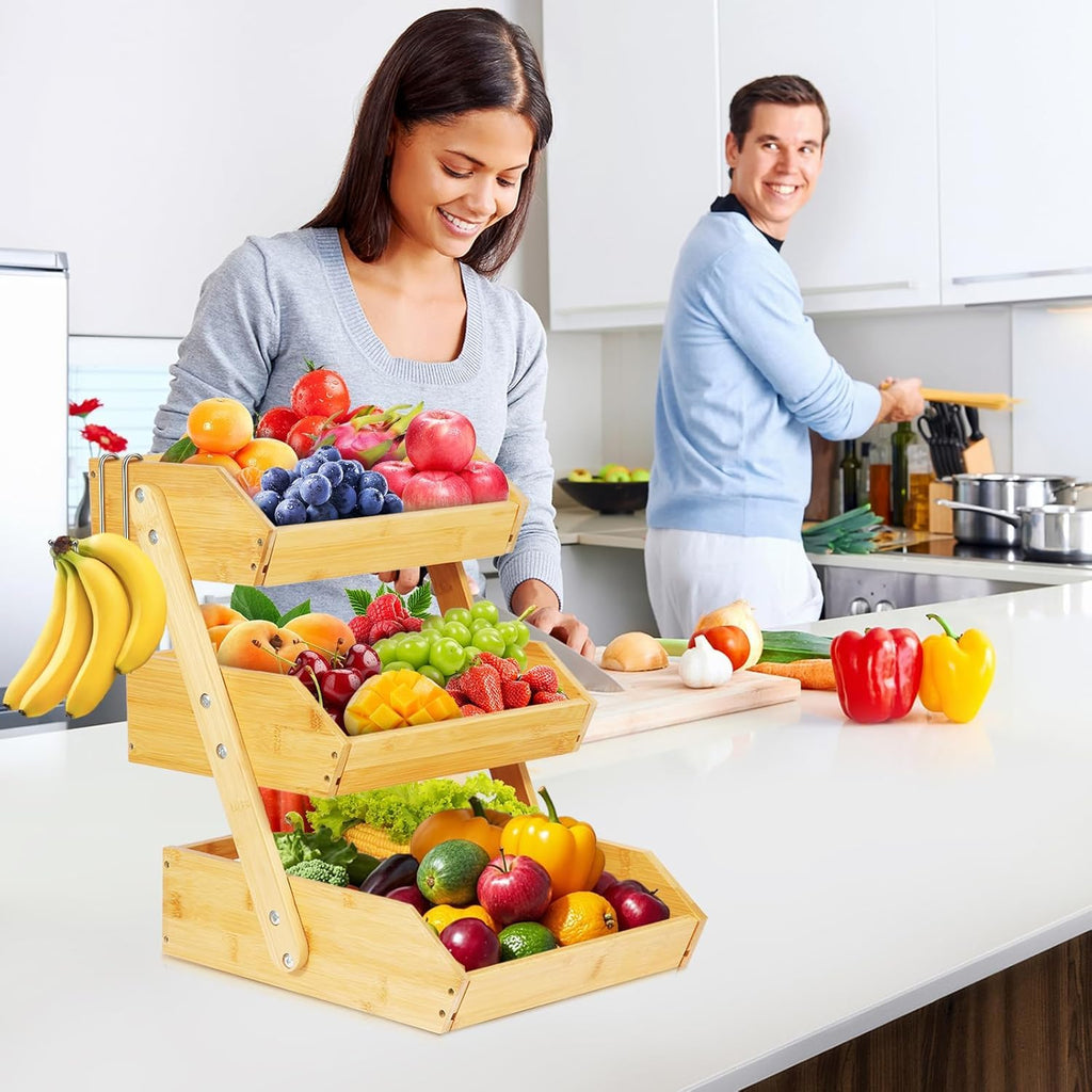 3 Tier Natural Bamboo Fruit Basket X2799