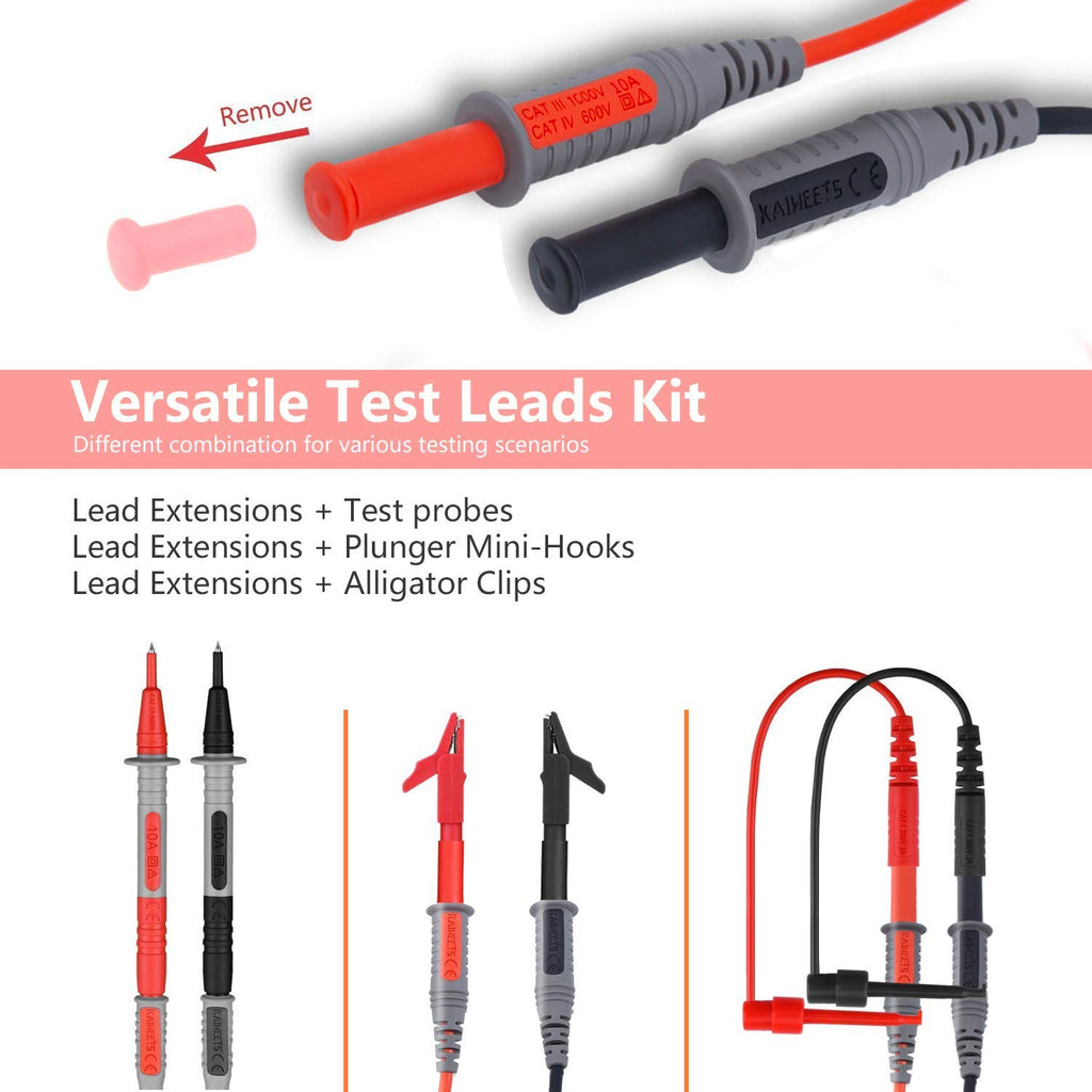 Silicone Test Leads Kit CAT III 1000V CAT IV 600V with Alligator Clips and Needle Probe 9PCS G1184