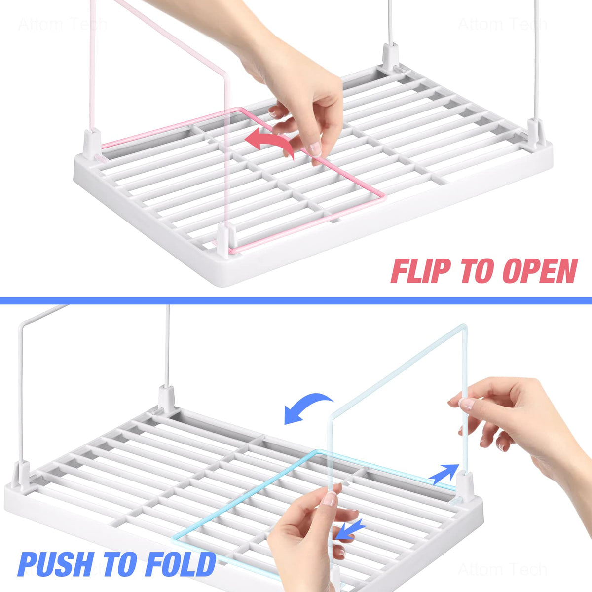 4-Pack Stackable Plastic Kitchen Storage Shelf Foldable Rack White D643759