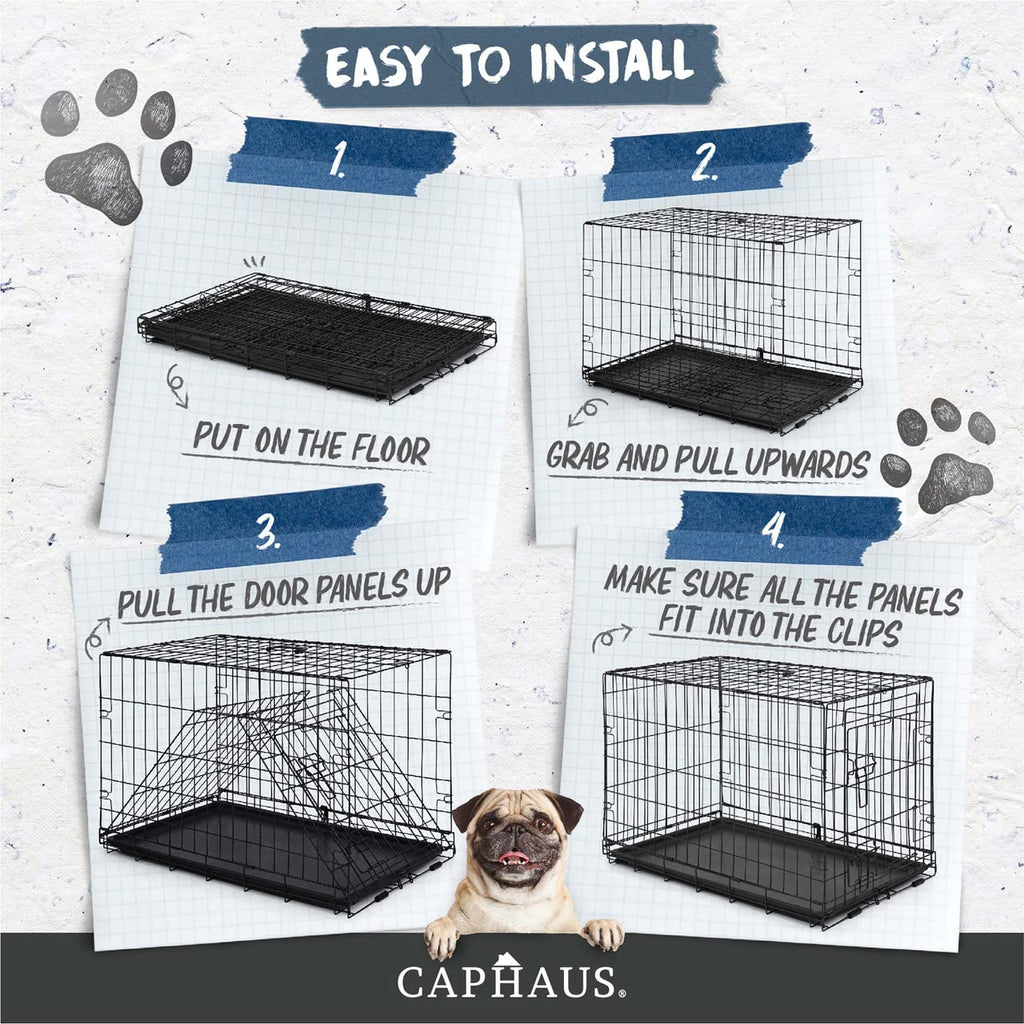 Foldable Wire Metal Dog Crate with Leak-Proof Pan S907702