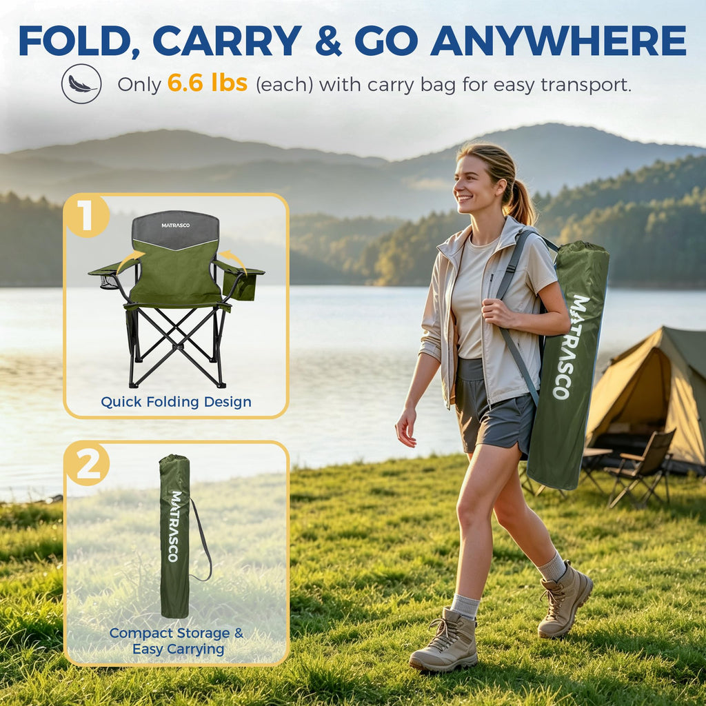 Green 2 Pack Folding Camping Chairs C7374