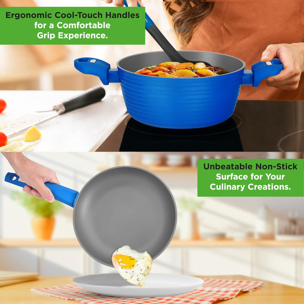 12 Pc Blue Nonstick Cookware Set T5585