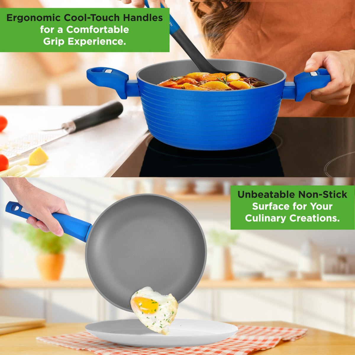 12 Pc Blue Nonstick Cookware Set T5585