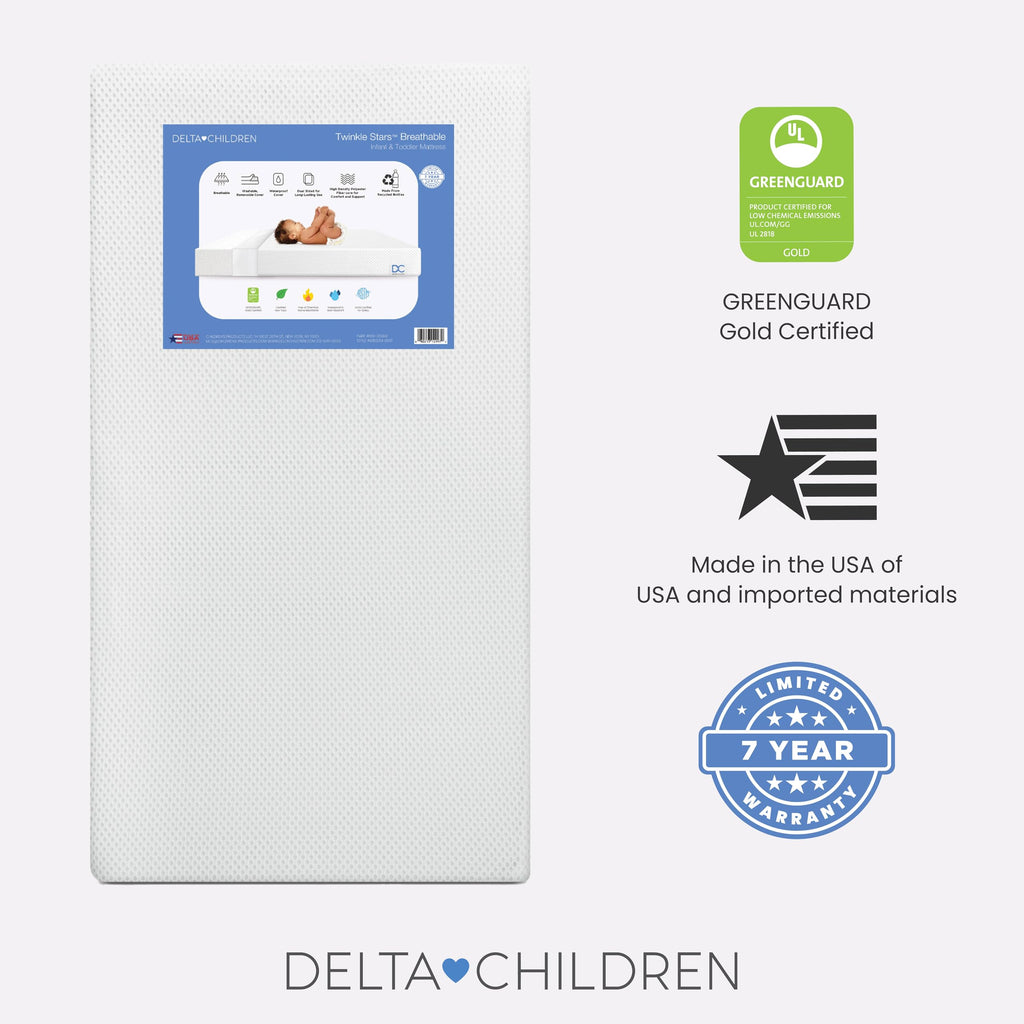 White Crib and Toddler Mattress with Removable Machine-Washable Cover Z437