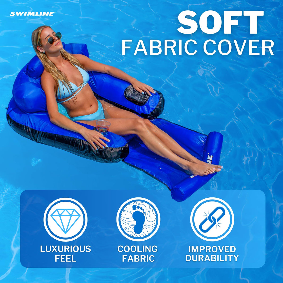Fabric Covered Pool Float Mattress Red Lounger Raft T863506
