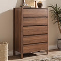 Walnut 5 Drawer Wood Dresser L8353