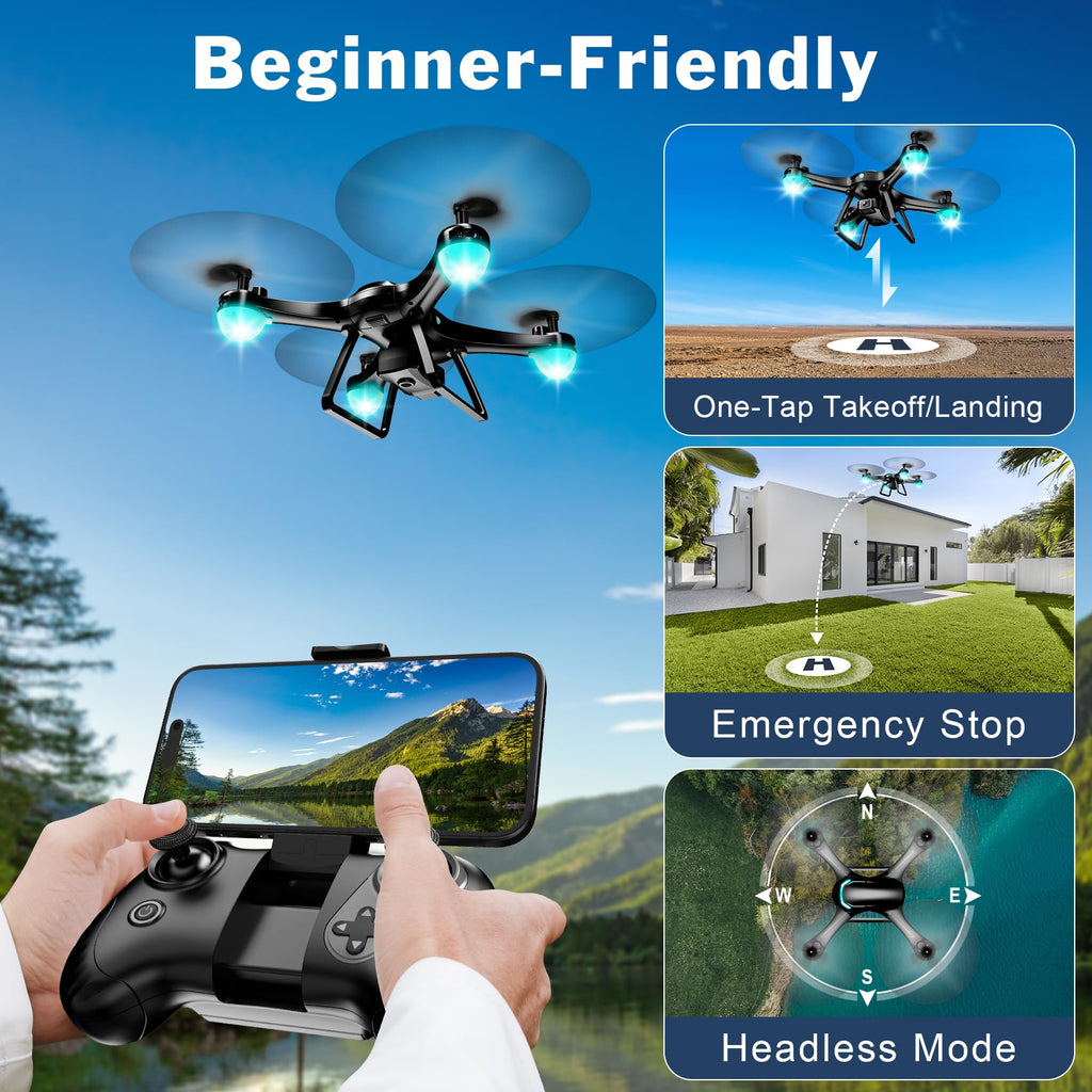 Black 1080P Camera Drone with 2 Batteries K5084
