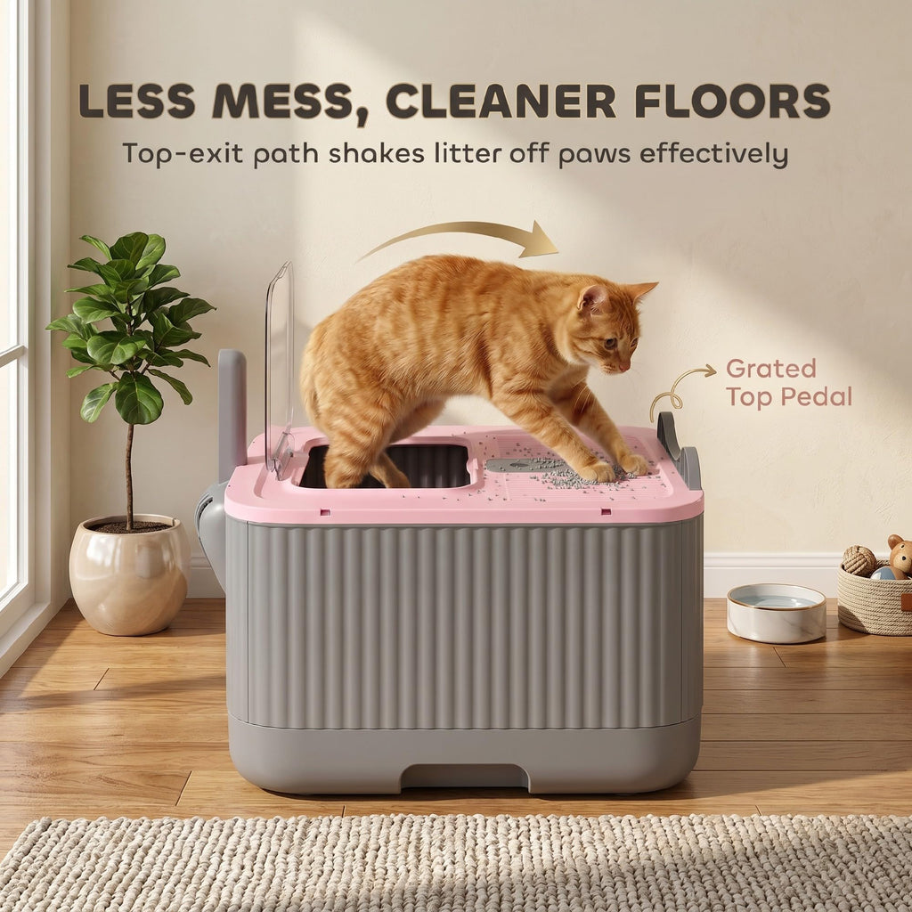 Pink Enclosed Cat Litter Box X3687