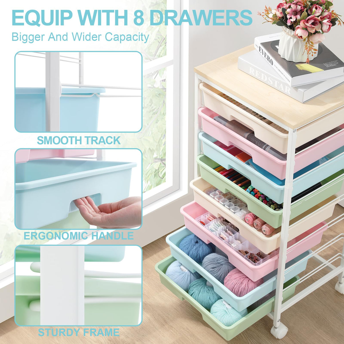 Rolling Cart with 8 Drawers D5587