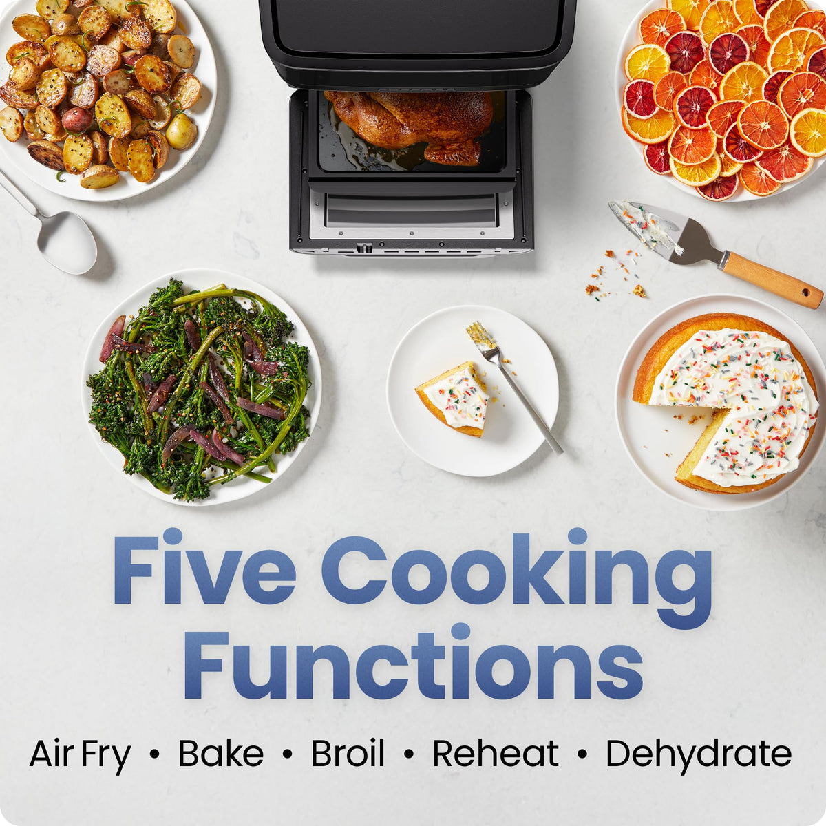 XL 14-Quart Multifunctional Air Fryer with Touchscreen Controls, Rotisserie, Food Dehydrator, Convection Oven – Black T271